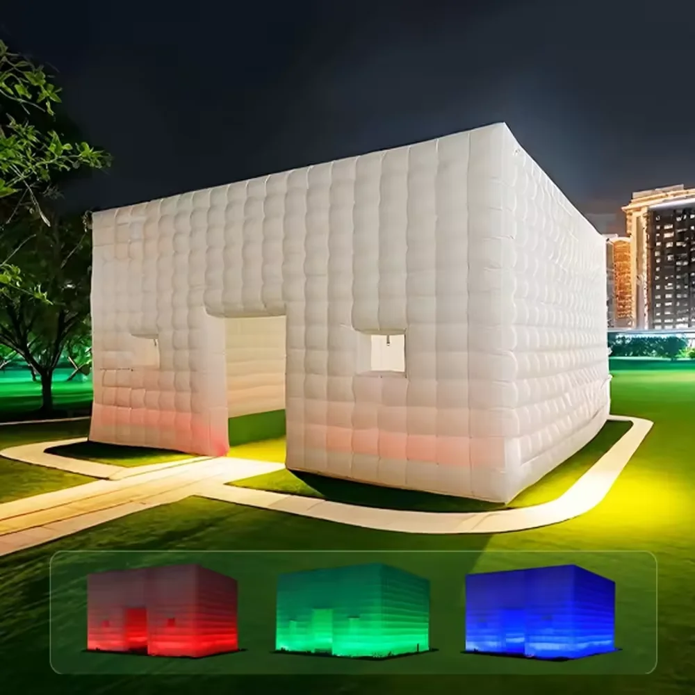 Portable Large LED Inflatable Air Cube Tent House with Blower Inflatable Lighting Tent for Party Event Exhibition Show Advertisi 4