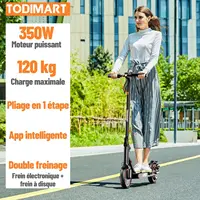 TODIMART T3 Trottinette Électrique Pliable et Portable avec Contrôle via APP Moteur 350W 36V 10.4Ah Vitesse 25km/h Pneu 8.5" 4