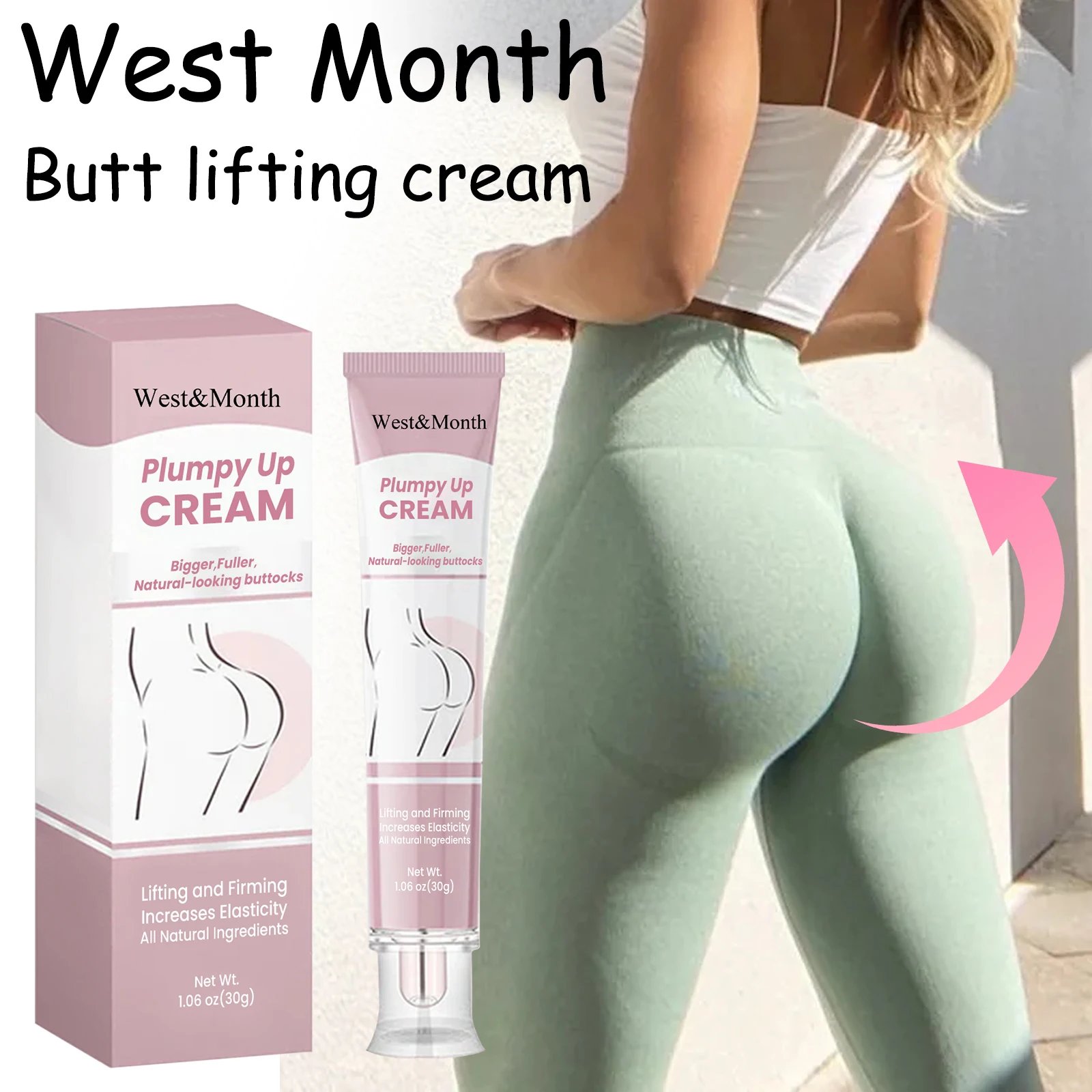 West Month Butt Enhancement Cream Massage Nourishing Plump Up Butt Firming Enhance Skin Elasticity Enlargement Butt Cream