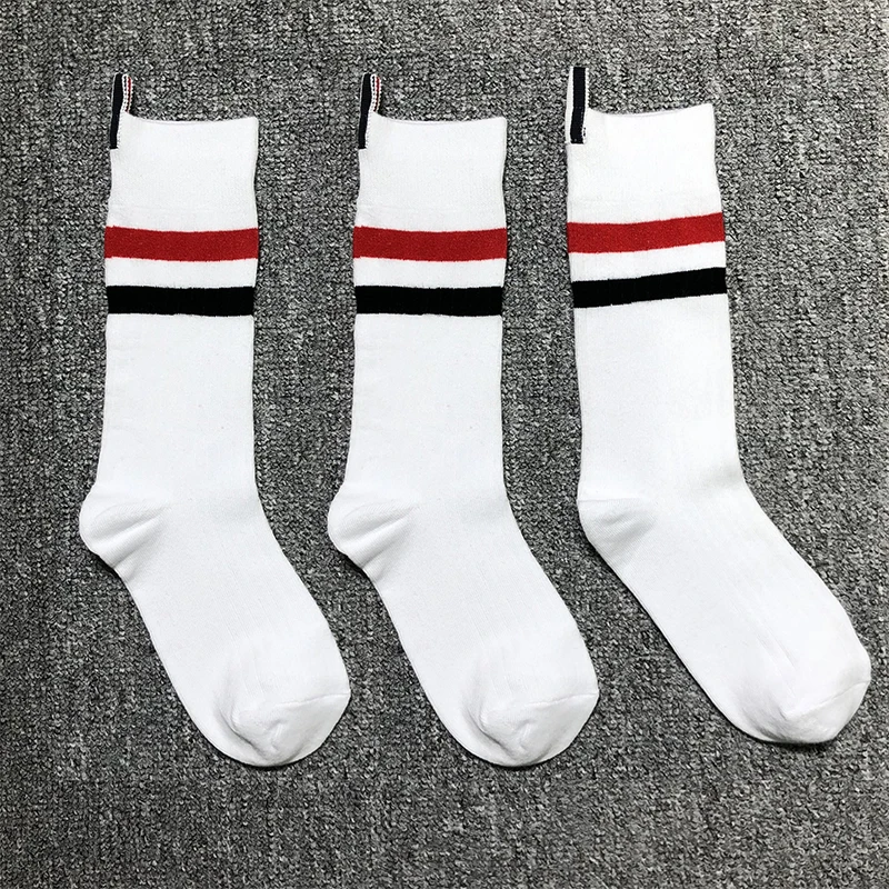 

3 Pairs TB Unisex Boutique Socks Gift Box Luxury Brand Ladies Girls Men Stripes Soft Sock Fashion Breathable Casual Men's Socks