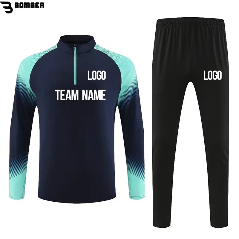 

Survetement Sports Suit 2023 Men Children 2 Pcs Set Football Kits Soccer Sportswear Running Tracksuit Jacket Pants