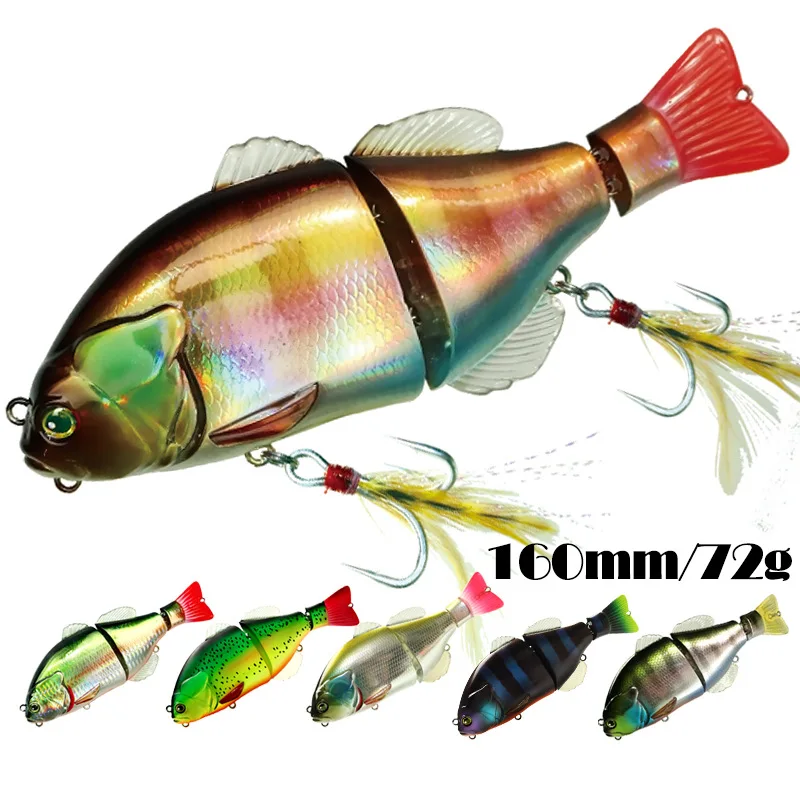 

LETOYO 2PCS 160mm 70g Jointed Slow Floating Swimbaits sea fishing 2.5OZ Giant Bait Big Fishing Lure For sea Bass Catfish Pike