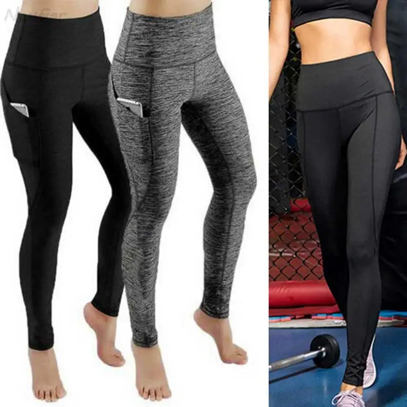 

2024 High Waist Elastic Workout Women Yoga Leggings Tummy Control Ruched Booty With Pocket Pants Seamless Gym Compression Tights