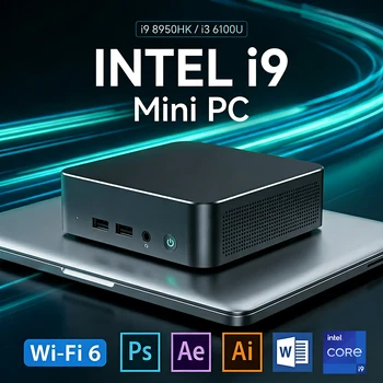 Mini PC Windows 11 Pro Intel Core i9 8950HK/ Intel Core i3 6100U Windows 11 Pro UHD Graphics  16GB LPDDR4 1/2TB M.2 SSD WiFi 6+BT5.2 Desktop PC