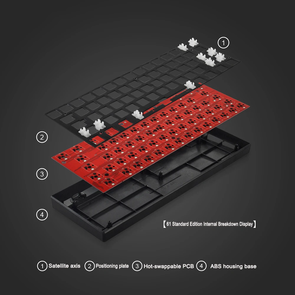 Kit de Teclado Mecânico sem Fio Personalizado Hot-swappable Rgb Backlit 98 Junta Bluetooth 2.4g Faça Você Mesmo 3-mode Estrutura - Imagem 5