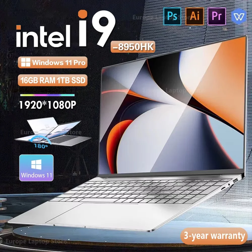 Notebook Laptop 14.1'' Windows 11 Intel Core i9 8950HK 16GB DDR4 1TB 2TB SSD Office Study Gaming PC
