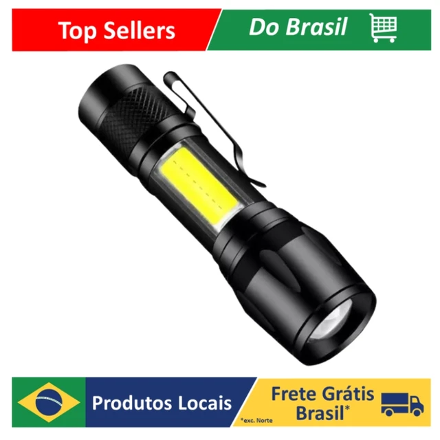 Mini Lanterna Tática Potente Led Recarregavel Com Clipes.
