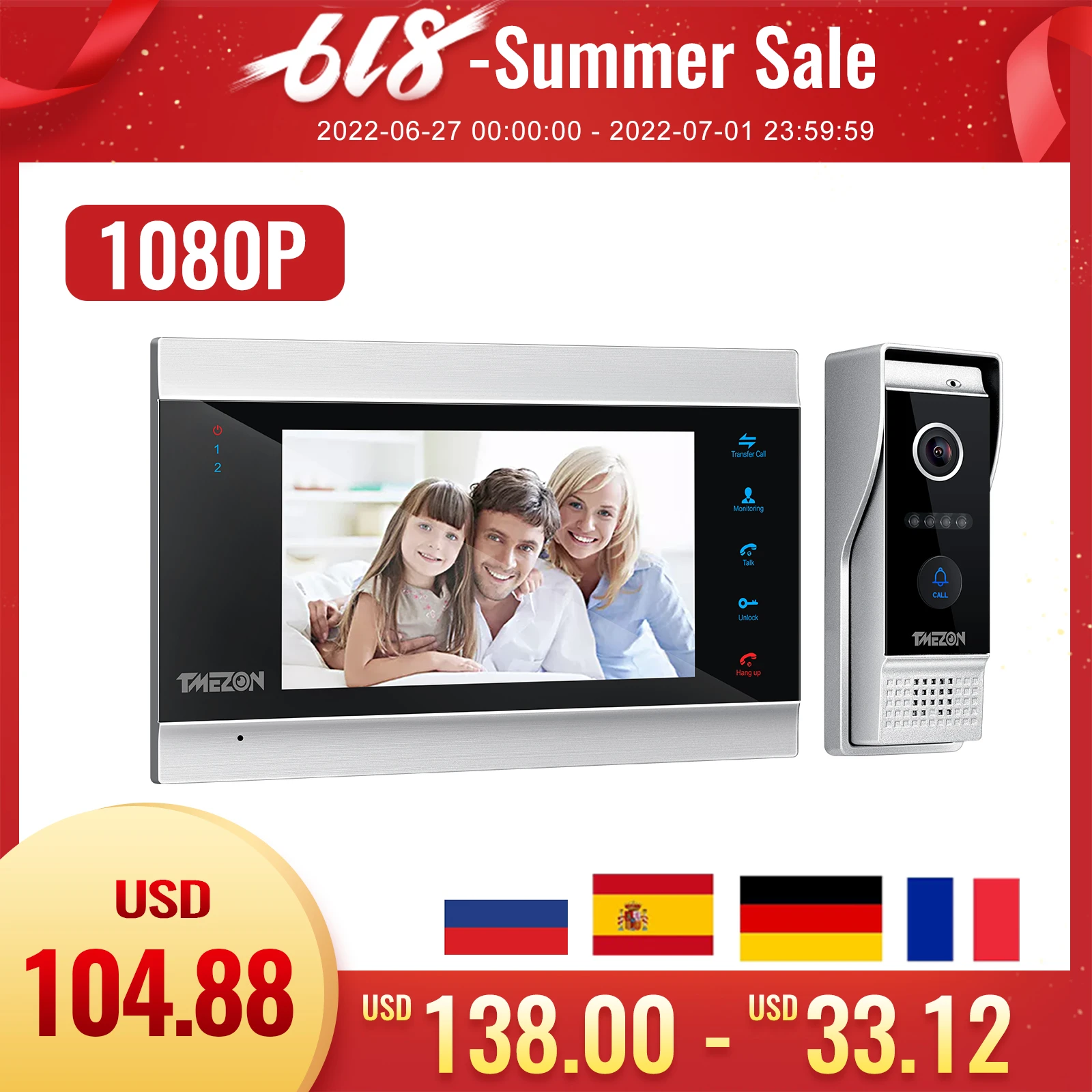 [1080p New] Tmezon 7 Inch Tft Wired Video System With