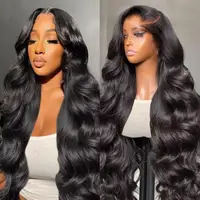 Perruques en cheveux humains naturels de 30 pouces, 13x4 Lace Front, Body Wave, densité 180%, cheveux Remy, sans colle, couleur naturelle pour femmes 2