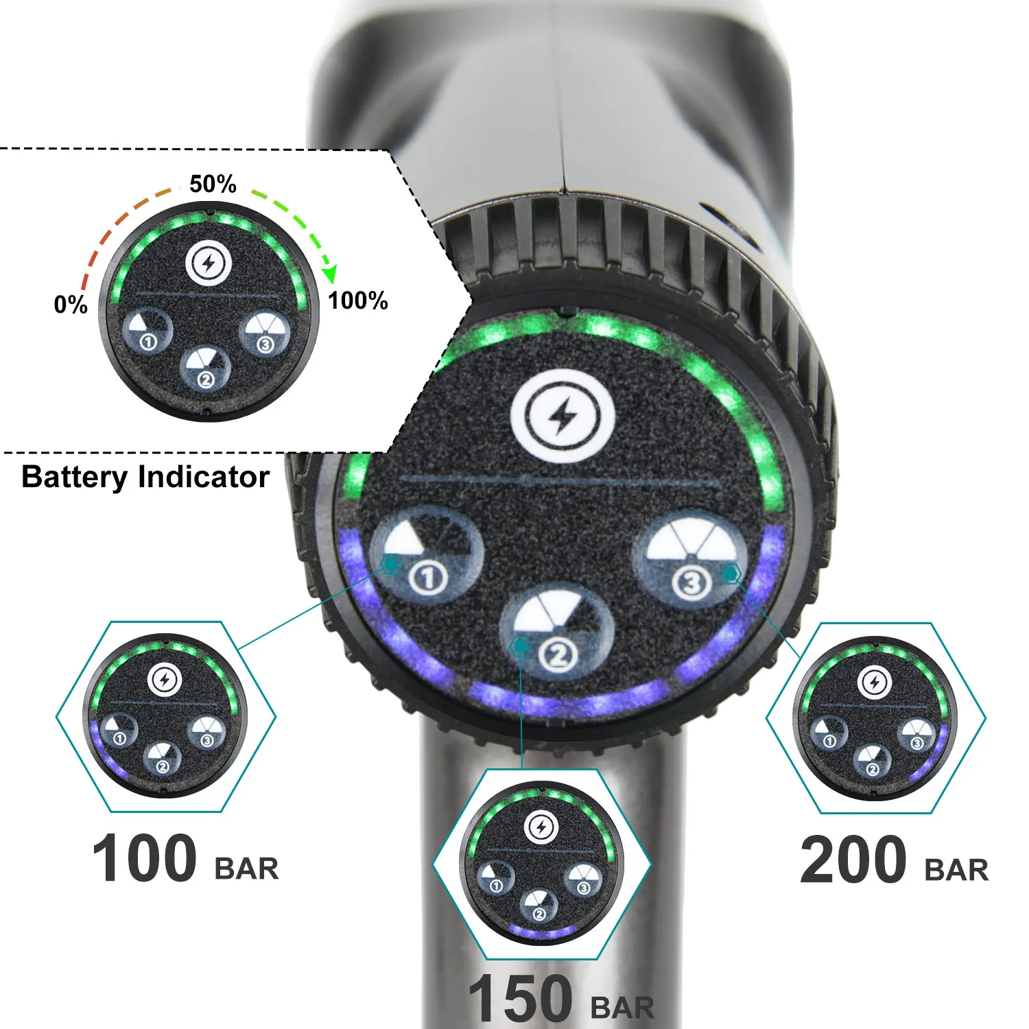 3-Gang Bürstenloser Hochdruck-Autowäscher 6-in-1 Verstellbare Winkeldüse 5M Schlauch Kabellose Elektrische Wasserpistole Lithium-Batterie – Detail 10