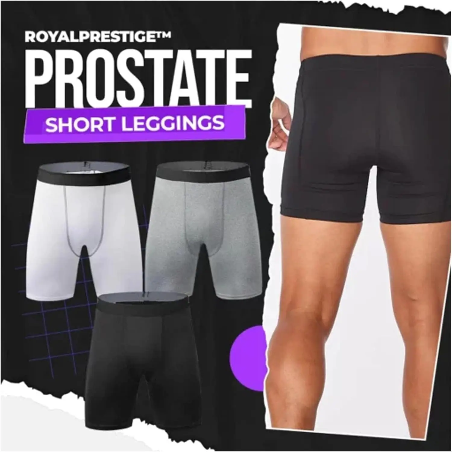 

Royalprestige Prostate Short Leggings Designed for Men Men's Boxer Briefs Good Performance Long Underpants Fly Front with Pouch