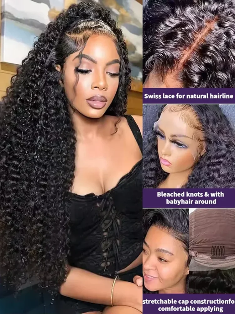 42 Inch 250 Density 13x4 Loose Deep Wave Wig Lace Fontal Wig Human Hair Pre Plucked Human Hair Wigs for Women Human Hair