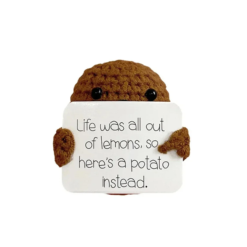 HANDMADE FUNNY POSITIVE Potato with Positive Card Wool Knitted Potato Doll  $5.60 - PicClick AU