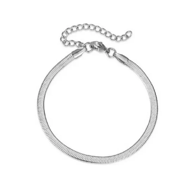 HIPEE tendance acier inoxydable plat serpent os chaîne Bracelet pour femmes hommes 2/3/4/5MM largeur serpent chaîne bracelets bijoux cadeaux de fête