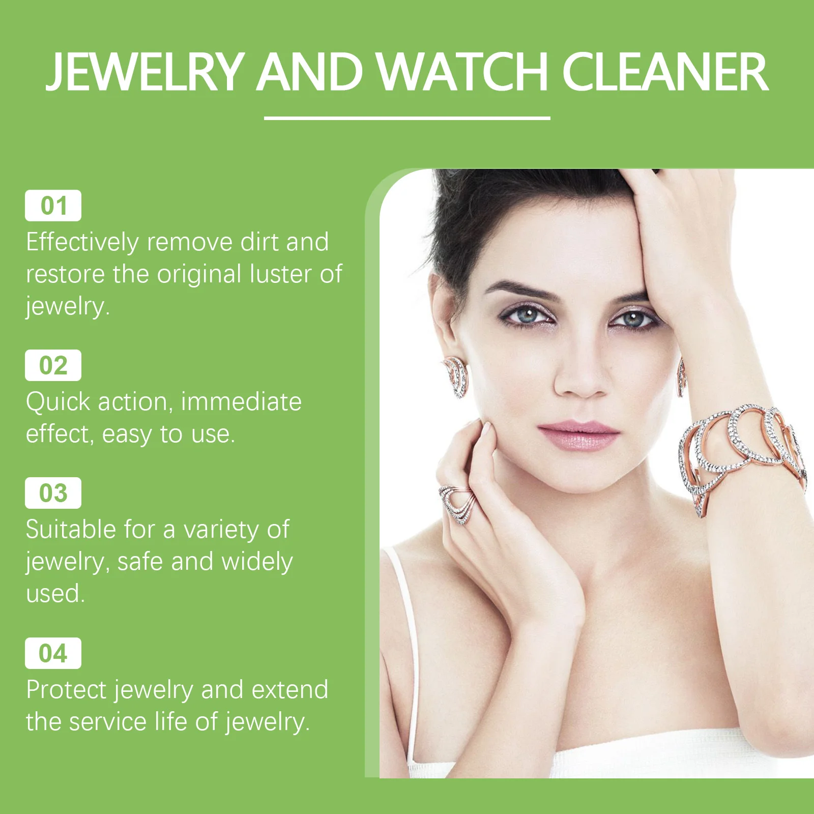 Jakehoe Jewelry Cleaner for Ring Necklace Restoring Gloss Deep Cleaning Dust Polishing Luster Sliver Jewelry Maintain Spray