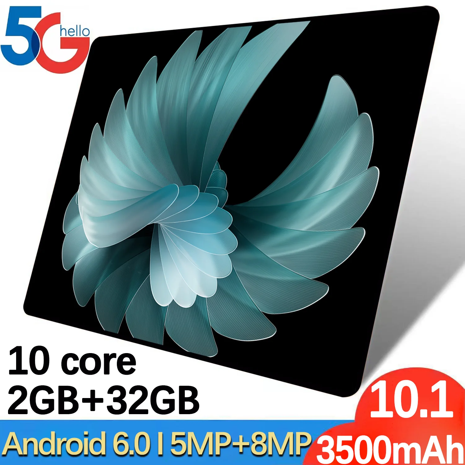 Nowy 2024 wersja globalna 10.1 tablet Cal android 2GB Ram 32GB Rom Wifi 8 rdzeniowy Android 6.0 3500mAh podwójna karta sim Bluetooth