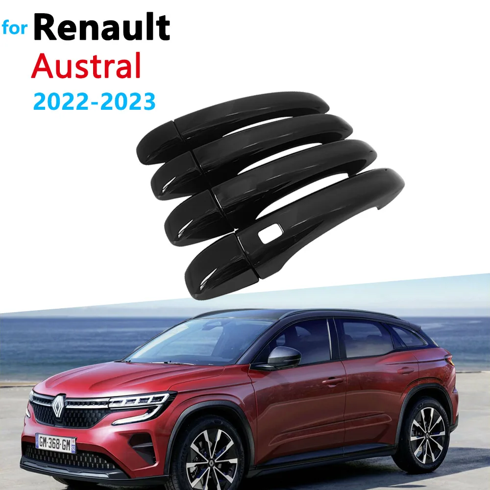Gloss Black Door Handle Cover for Renault Austral 2022 2023 Auto Car Exterior Anti-Scratch Resistant Styling Accessories Sticker 1
