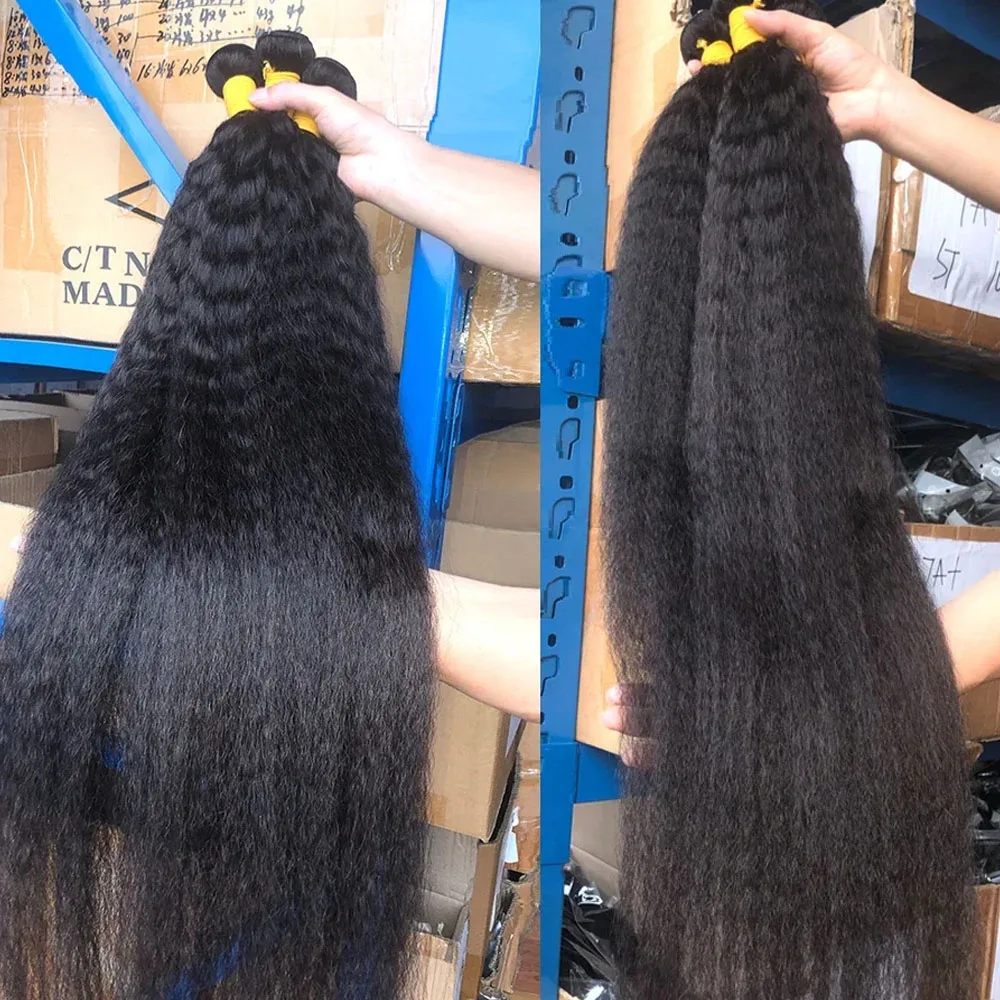 Kinky Straight Bundles Human Hair Quality Double Drawn Vietnamese Hair Extension Yaki Straight Raw Hair Weave Bundles Deals 3