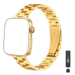 Elegant Stainless Steel Thin Strap - S10 - 42mm 38 40 41 (Golden)