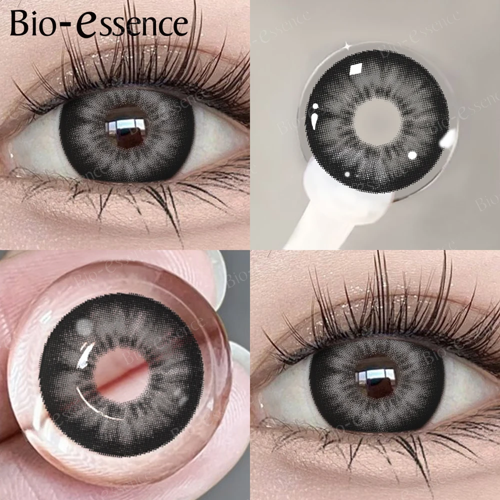 Bio-essence Black Lenses Korean Lenses Colored Contact Myopia Black Eye with Degree 1Pair Contact Lenses