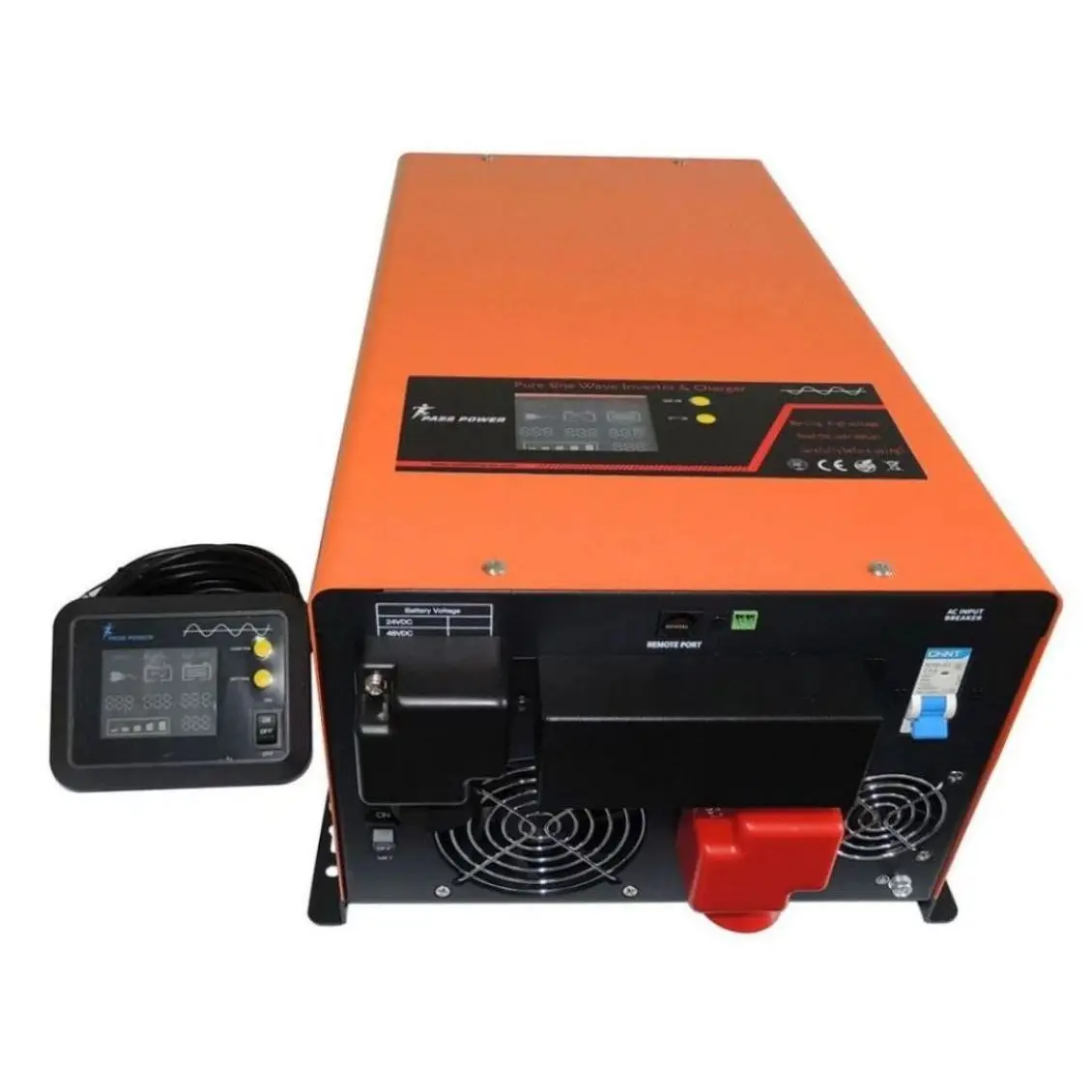 

5kva power inverter with three temperature control cooling fan and battery charger built in for solar panel