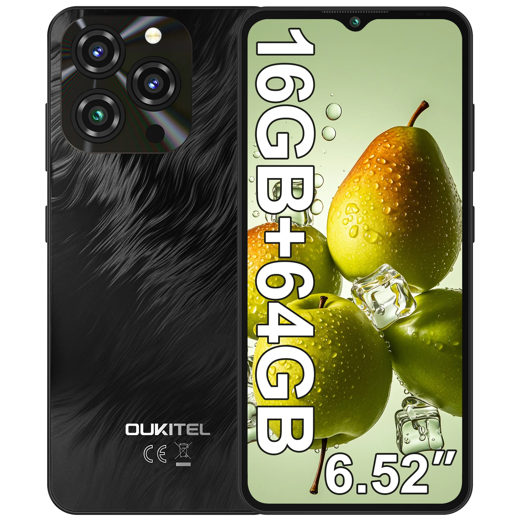 OUKITEL C3 Android 14 Cell Phone Unlocked-5000mAh Battery, 6.52'' Waterdrop Screen-16GB RAM+64GB/TF 1TB ROM Smartphone