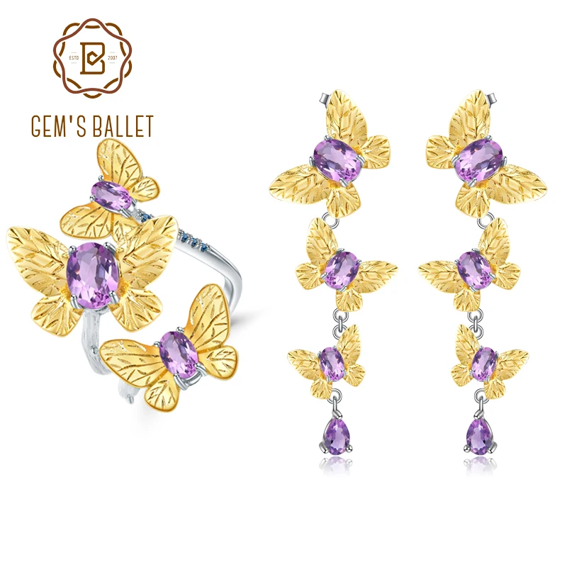 Jewelry Sets Silver Amethyst Sterling Silver Set Amethyst 6.89ct Natural Fine Aliexpress