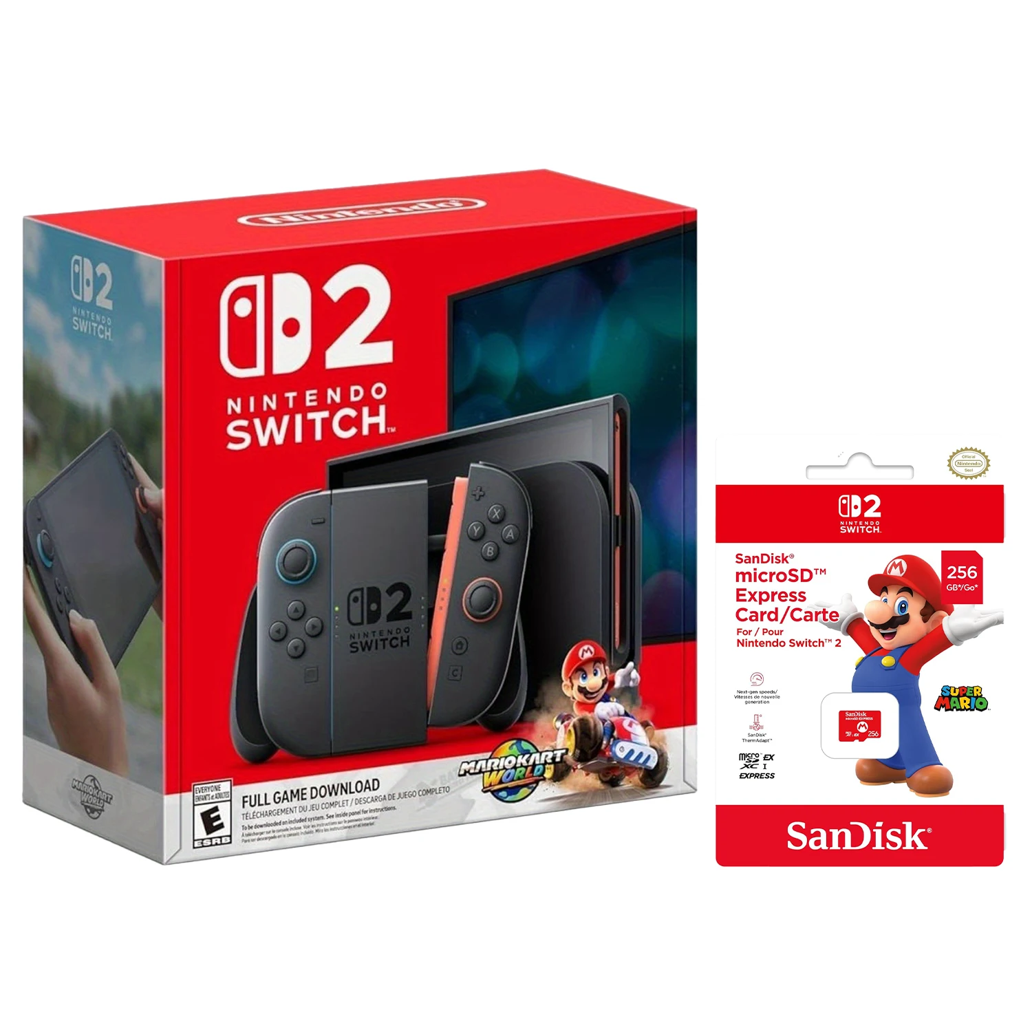 Nintendo Switch 2 Console and Mario Kart World Bundle (US Edition), with Switch 2 Micro SD Card-Hong Kong Version