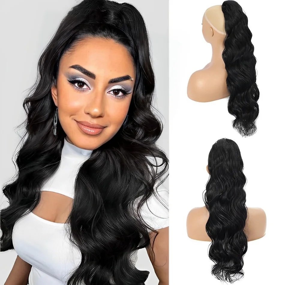 Body Wave Drawstring Ponytail Human Hair Extensions Brazilian Remy Hair Clip Ins For Women Ponytail Natural Color