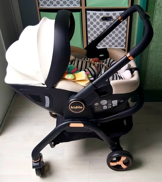 Portable Four-Wheel Stroller with Newborn Sleeping Basket & Safety Seat photo review