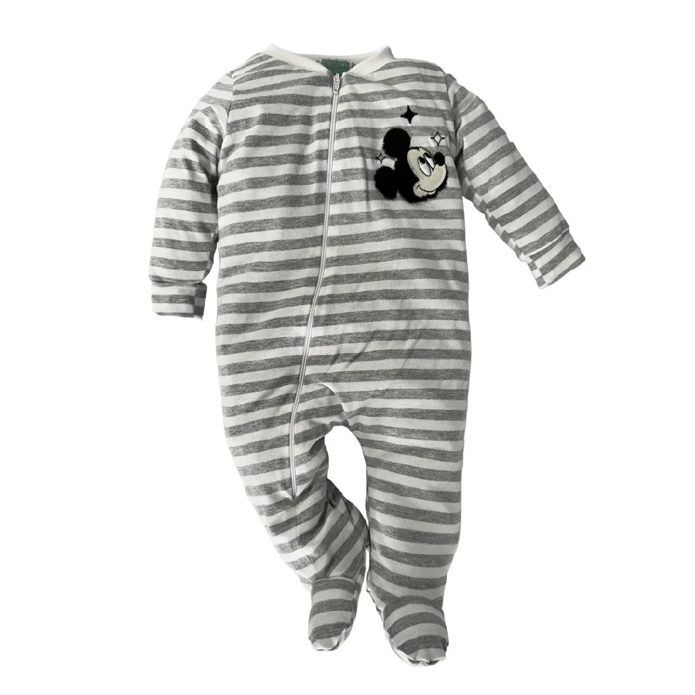 Mameluco ligero algodón para Bebé bordado Disney Mickey Mouse Rayas