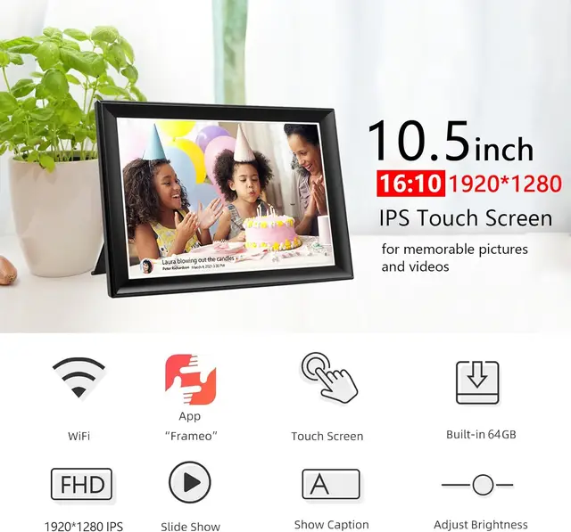 Grand cadre photo numérique avec WiFi Cloud, écran IPS 1920x1080, capacité  de stockage 16 Go, partage de photos, 15,6 pouces - AliExpress