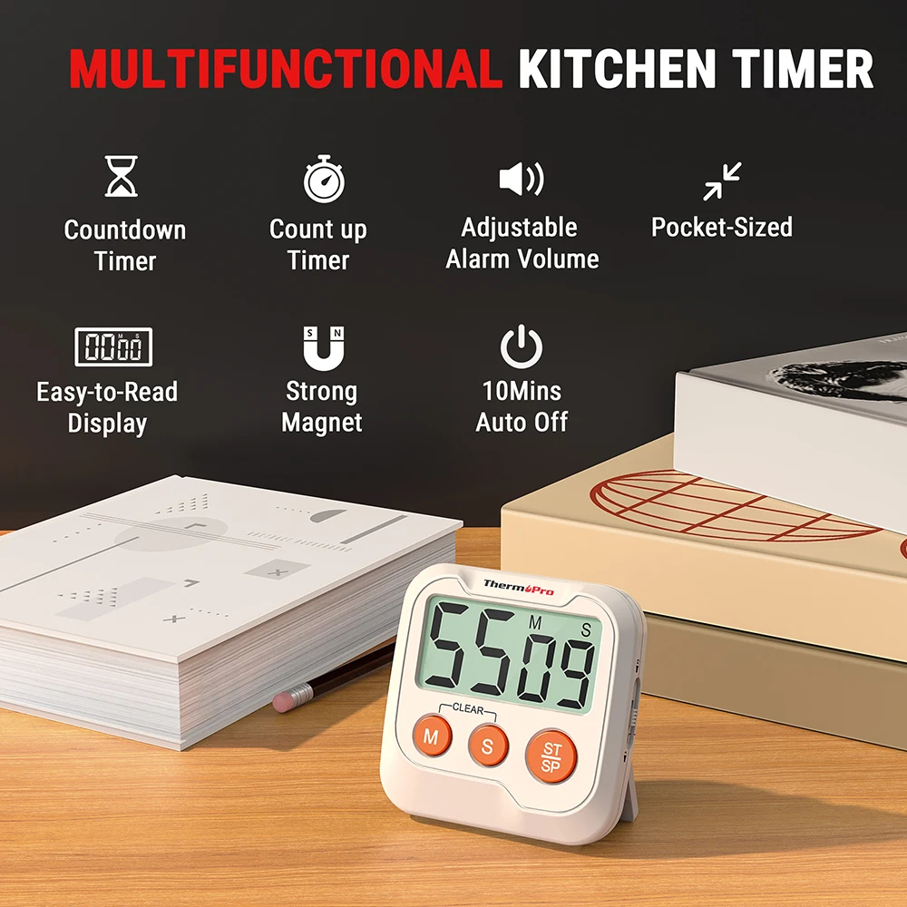 ThermoPro TM02 Digital LCD Kitchen Timer Dual Countdown Cooking