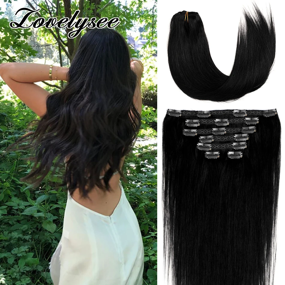 

18"-24" Clip In Human Hair Extensions Straight Brazilian Remy Natural Clip In Hairpiece Real Natural Human Hair 7Pcs/Set 100G