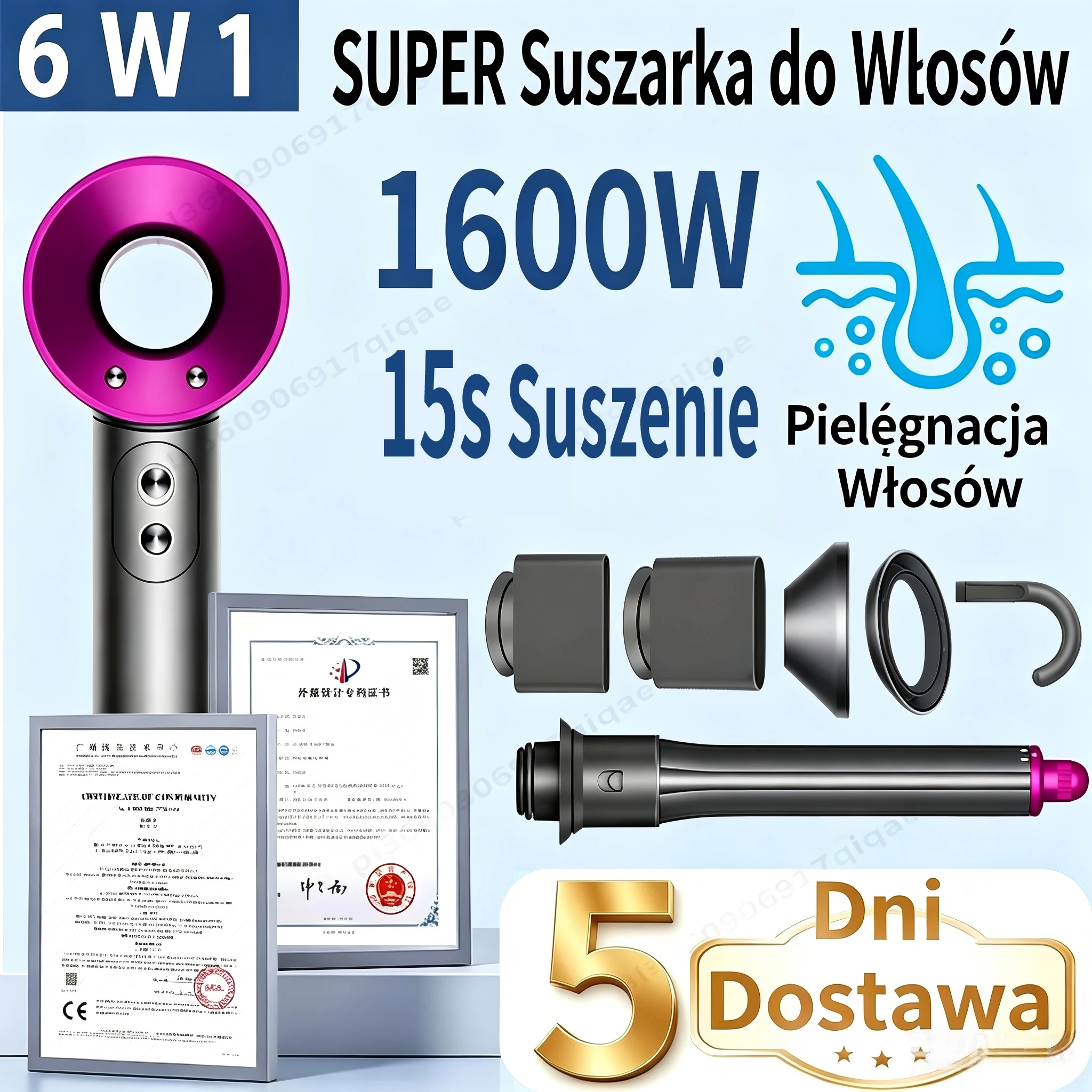 Suszarka do włosów SenCiciMen 1600W z Polski za $30.21 / ~117zł