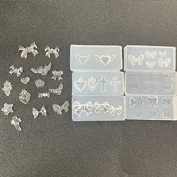 1Pc/3Pc Love Wings Butterfly Knot Cross 3D Silicone Mold 4*2cm Y2K Transparent Template DIY Nail Jewelry Make Mold Manicure Tool 1