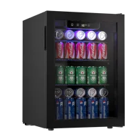 ICYGLEE Beverage Refrigerator 2.7cu.ft 100 Can Mini Fridge for Beer Drinks Wines Freestanding Fridge Blue LED for Home Dorm Bar 1