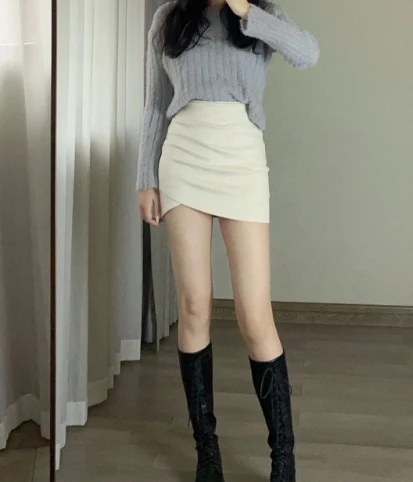Luxe Faux Suede Mini Skirt with Zipper Detail & Stretch photo review