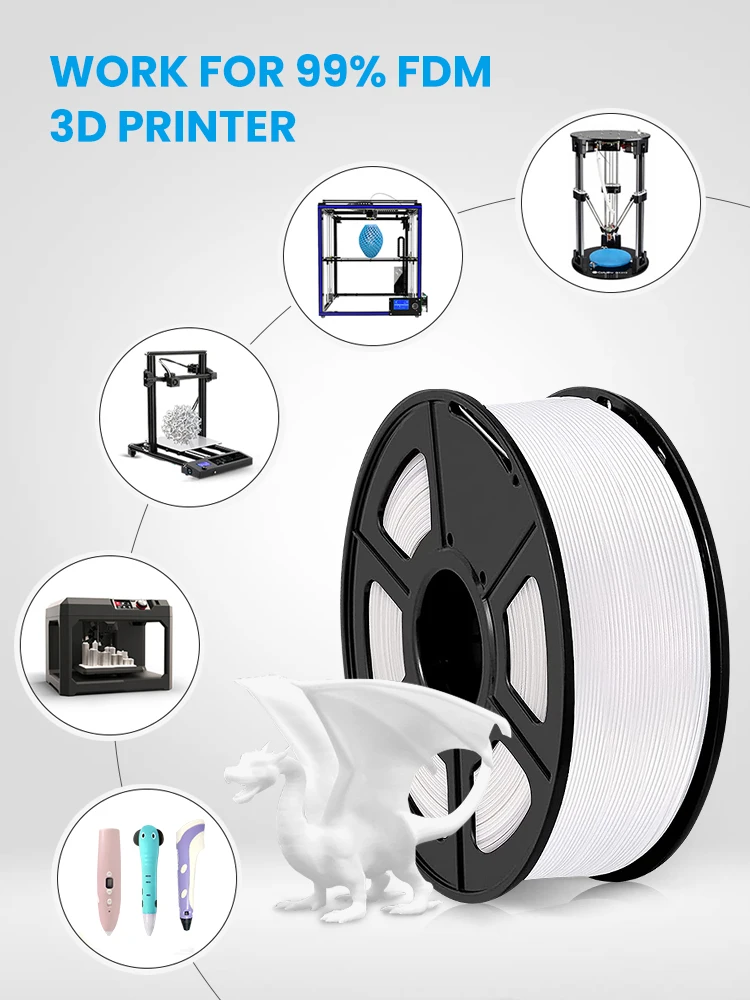 CoveDo-Filament PETG pour imprimante 3D, haute résistance, 1.75mm, sans bulles, matériaux d'impression 3D, 1kg, 100% mm