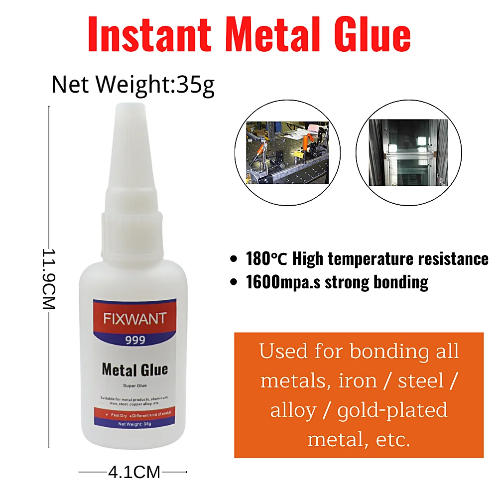 

FIXWANT 999 Instant Meta Glue 35g Resistance Instant Metal Glue Cast Iron Steel Aluminum Copper Sheet Zinc Alloy