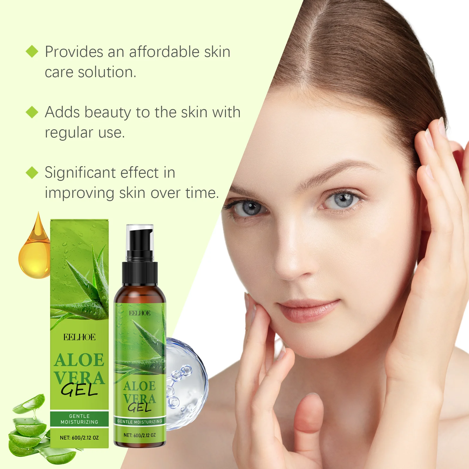 EELHOE Aloe Vera Gel Moisturizing Reduce Redness Repair Sunburn Skin Smoothing Improve Skin Texture Soothing Aloe Vera Gel