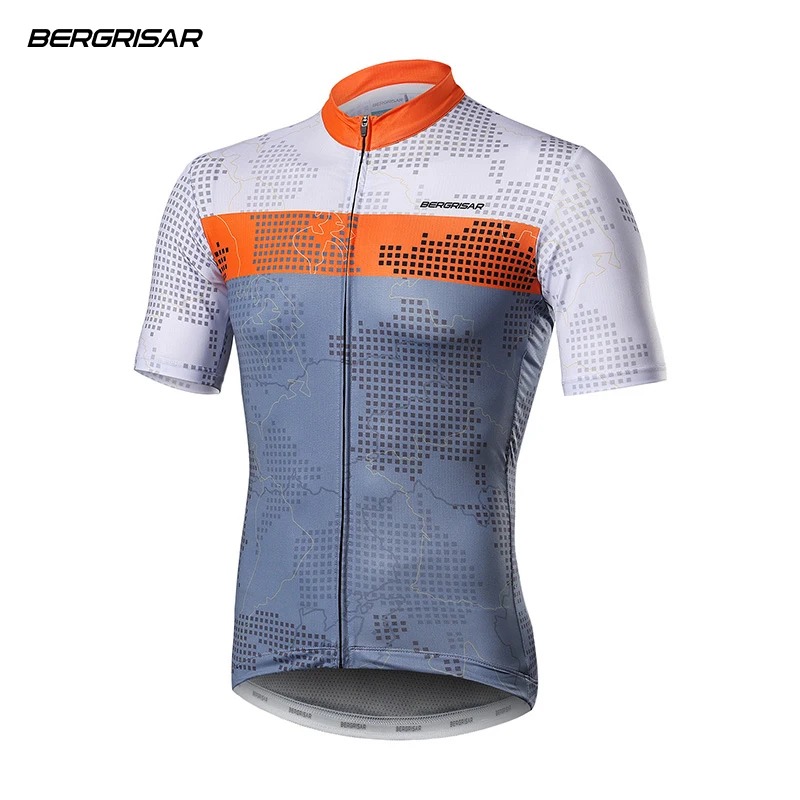 BERGRISAR Men's Cycling Jersey - Ultra-Soft Short Sleeve Bike Shirt With Back Pockets