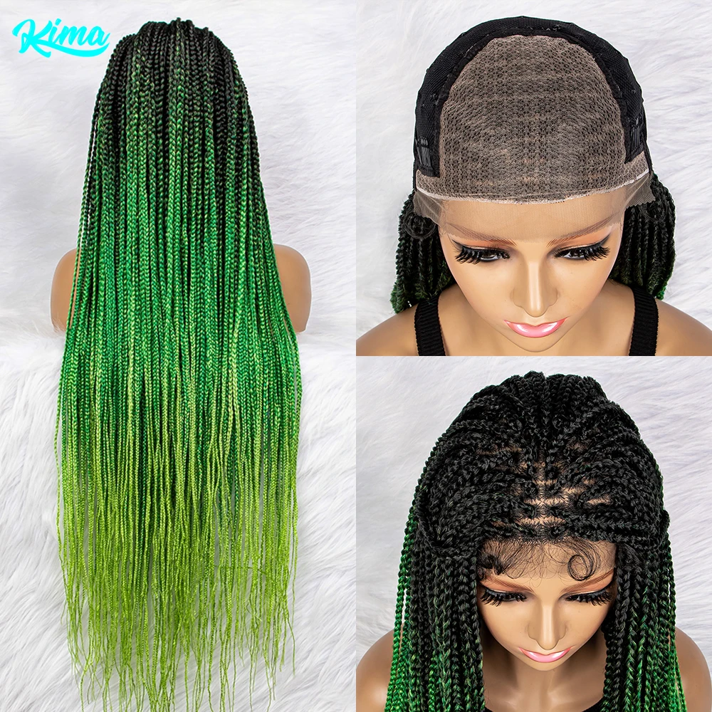

New Gradient Color Colorful Braided Wigs Synthetic Lace Front Wigs 9x6 Lace Front Knotless Box Braided Wig for Black Women