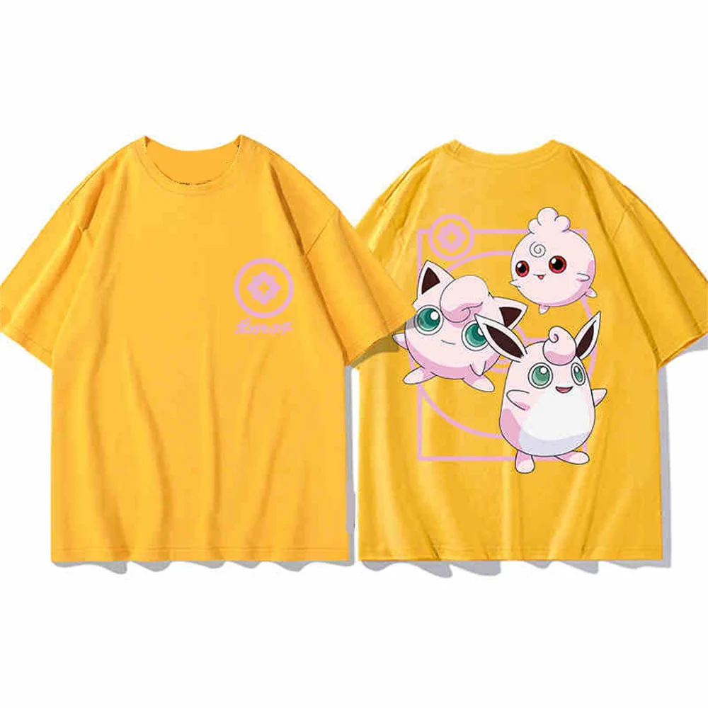 MINISO Pokémon Women's Tops Pokemon cotton Print T Shirt Trendy Summer Casual Short Sleeve Pikachu Cute Daily Clothing Tees New 2