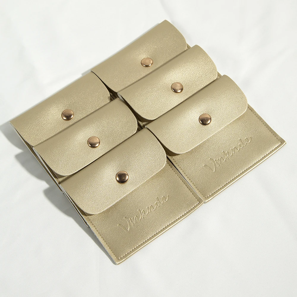 Luxuriöse Leder-Goldschmucktasche mit Druckknopf, Maßgefertigte Verpackung für Ohrringe und Halsketten, DIY Reise-Ladegerät Aufbewahrungsorganizer Geldbörse – Detail 9