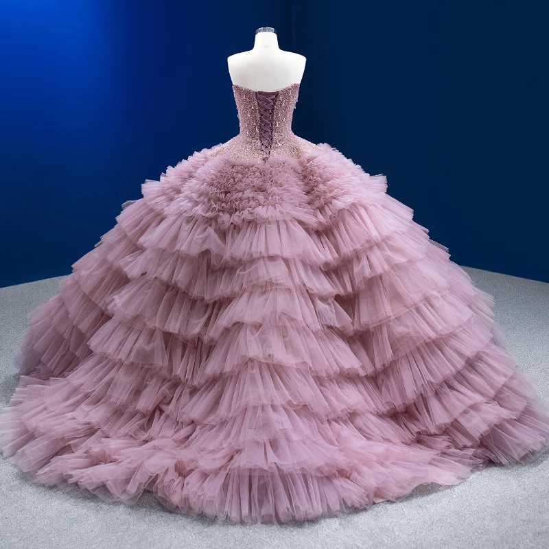 Gorgeous Long One-Piece Dress Gown Organza Ball Gown Strapless Evening Dresses 2022 Beading Crystal RSM222221 Gece Elbiseleri 2