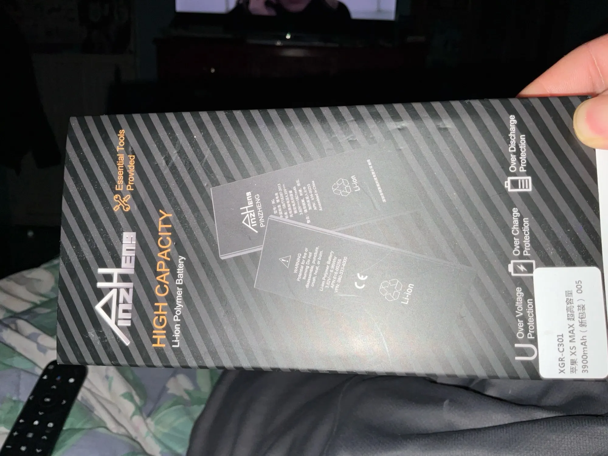 PINZHENG Battery For iPhone X XR XS 11 12 13 Mini Max Pro Promax Real High Capacity Replacement Bateria Warranty One Year photo review