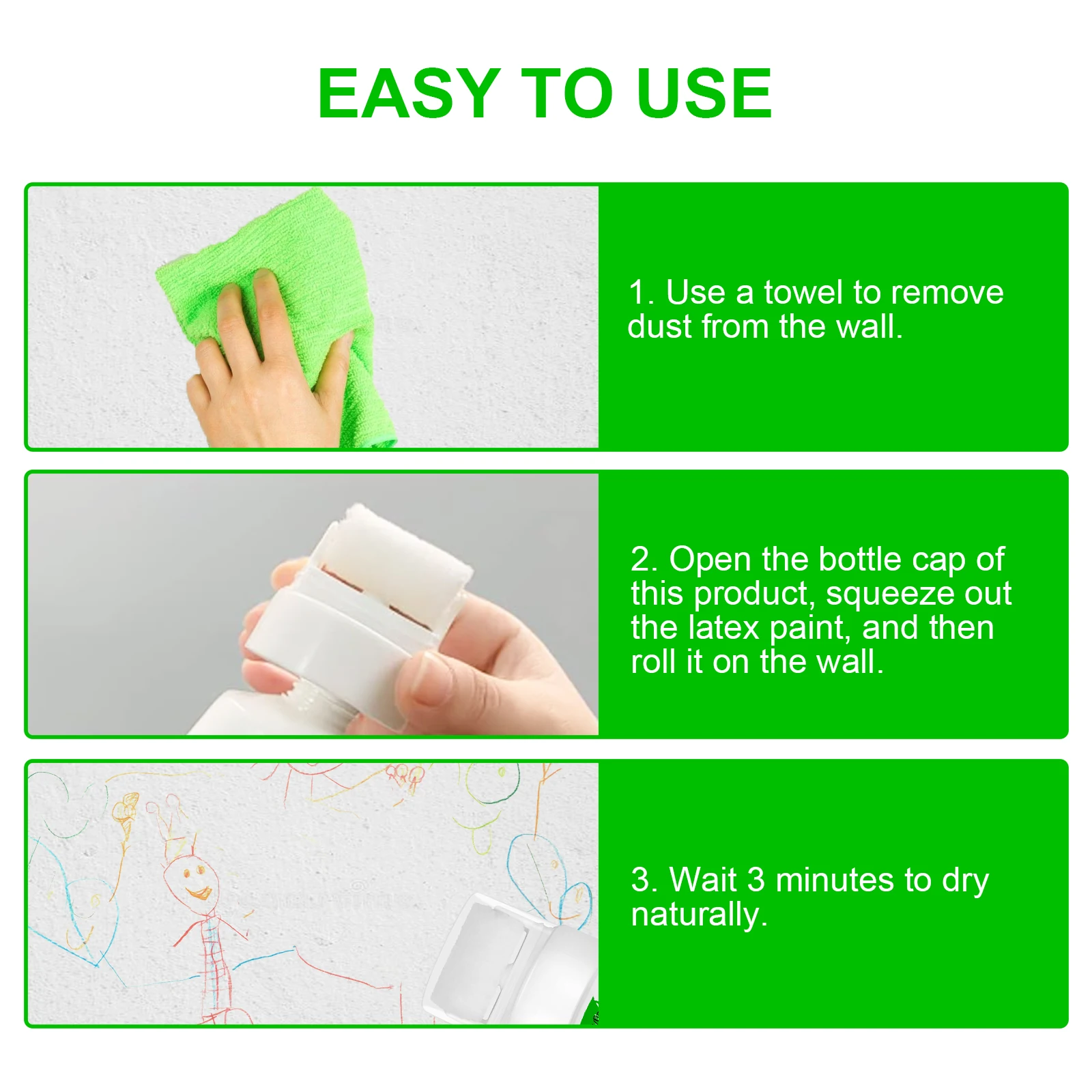 Wall Repair Agent Set with Roller Brush for Latex Paint