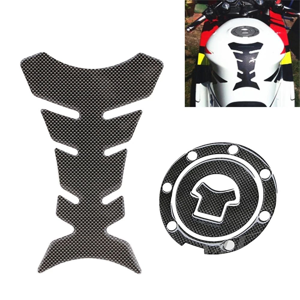 1 Pcs 3D Carbon Fiber Oil Tank Cap Pad Protector Fishbone Motorcyle Tankpad Sticker Decoration For Honda Yamaha Suzuki Kawasaki