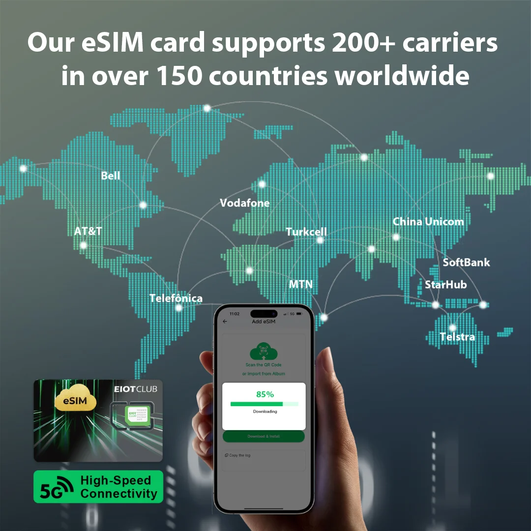 Blank SIM Card EIOTCLUB eSIM Card and eSIM Card Reader Unlimited Download Use in 200+ Countries Physical for Travel and Business